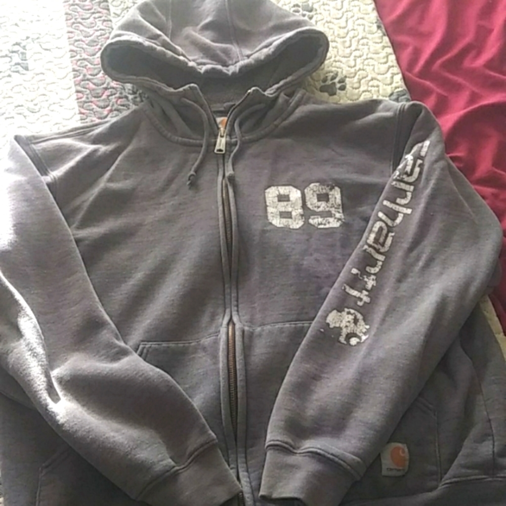 Gray carharrtt zip up jacket